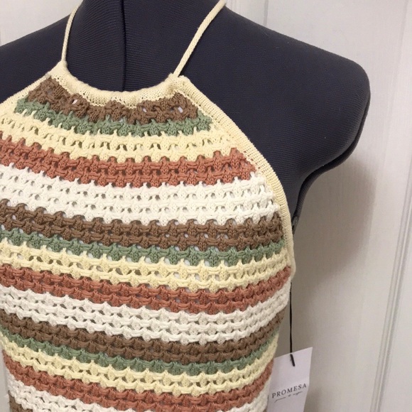 NWT Promesa Crochet Halter Mini Dress - Picture 7 of 16